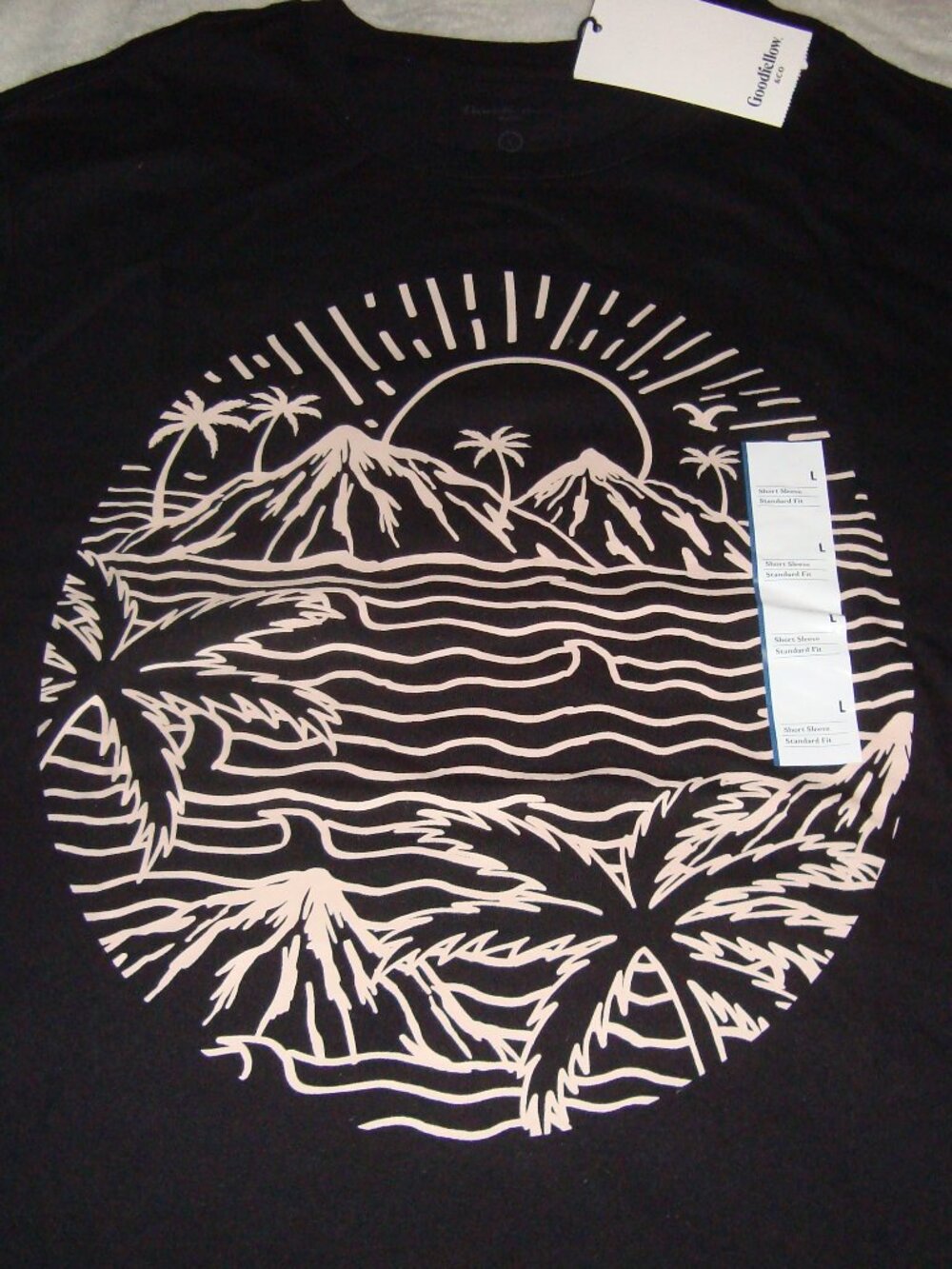 NEW Goodfellow & Co. Ebony Palm Tree Ocean Scenic Men's Shirt Sz. L S/S NWT